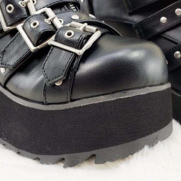 Platform Goth Boot Bootie Skull Head - Picture 8 of 13